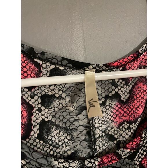 Boutique Red Pink Snake Print 3/4 Flutter Sleeve Dress With Pockets 2X - Picture 4 of 6